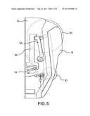 DISPENSER THAT AUTOMATICALLY TRANSFERS ROLLS OF ABSORBENT MATERIAL, METHOD     OF RELOADING SAME, AND ROLLS OF ABSORBENT MATERIAL FOR USE IN SAME diagram and image