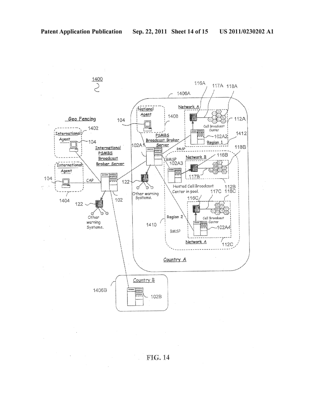 COMMERCIAL MOBILE ALERTING SYSTEM AND METHOD FOR BROADCASTING MESSAGES TO     GEO-FENCED TARGET AREAS - diagram, schematic, and image 15
