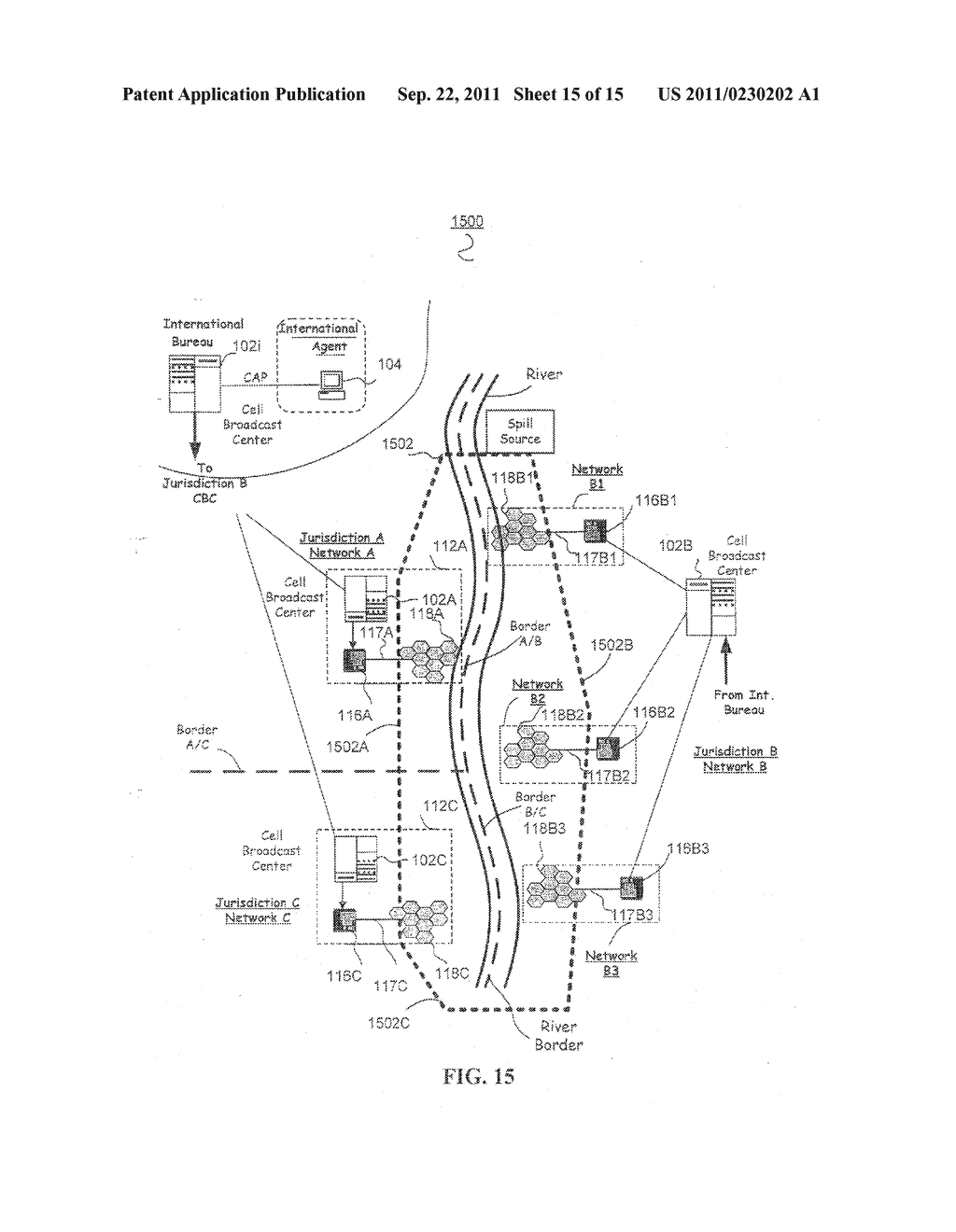 COMMERCIAL MOBILE ALERTING SYSTEM AND METHOD FOR BROADCASTING MESSAGES TO     GEO-FENCED TARGET AREAS - diagram, schematic, and image 16