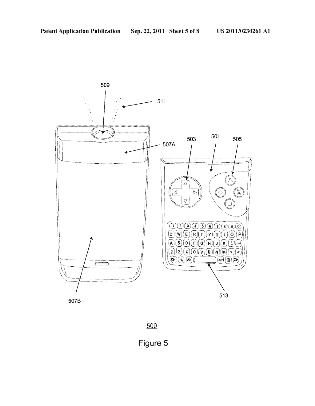 APPARATUS AND METHOD FOR USING A DEDICATED GAME INTERFACE ON A WIRELESS     COMMUNICATION DEVICE WITH PROJECTOR CAPABILITY - diagram, schematic, and image 06