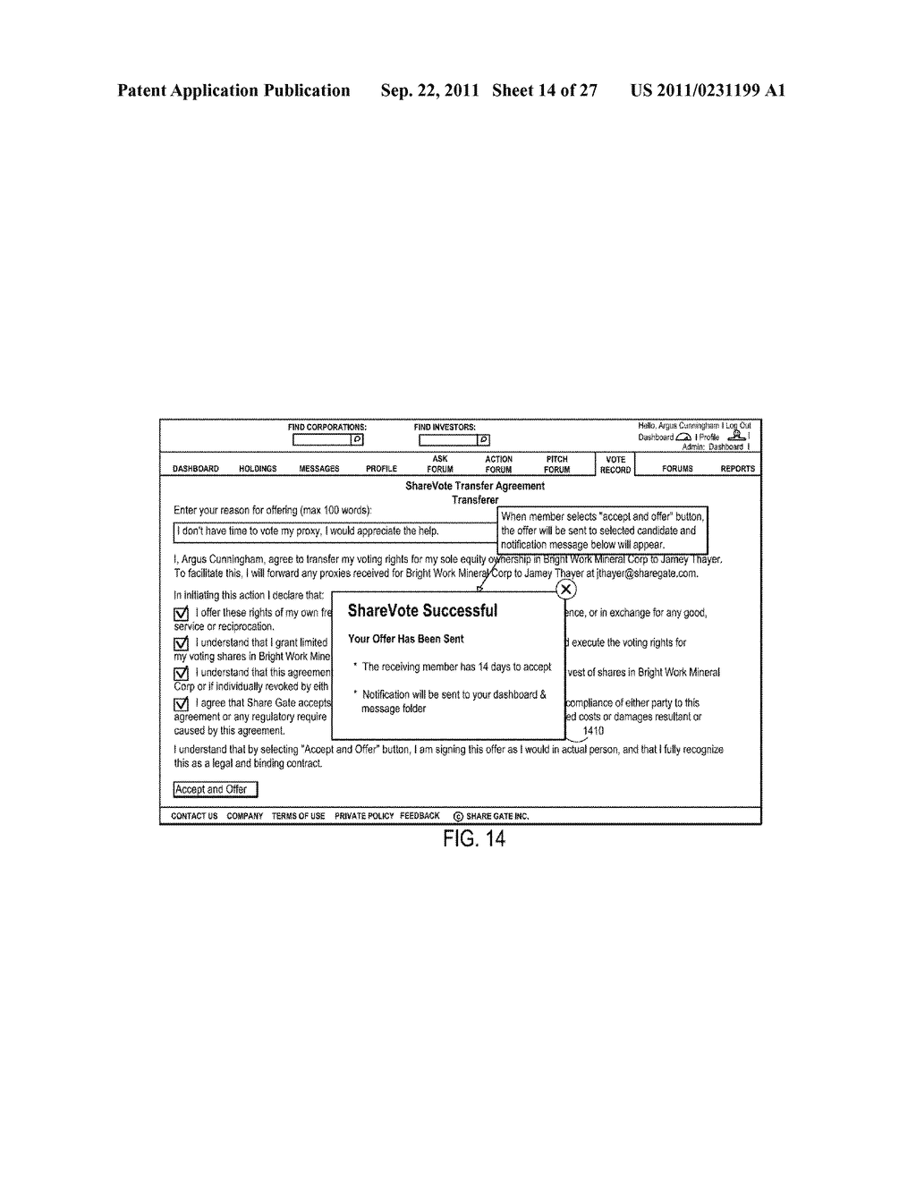 Methods and Systems for Internet-Based Network Shareholder Electronic     Voting Rights Reassignment - diagram, schematic, and image 15