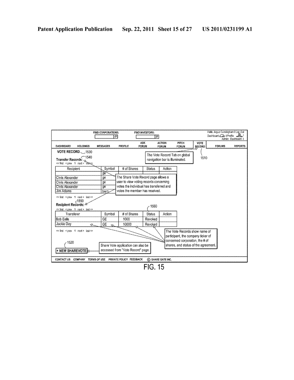 Methods and Systems for Internet-Based Network Shareholder Electronic     Voting Rights Reassignment - diagram, schematic, and image 16