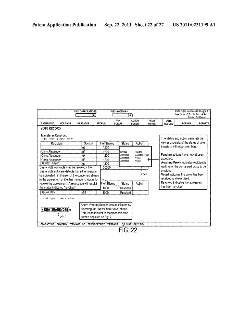 Methods and Systems for Internet-Based Network Shareholder Electronic     Voting Rights Reassignment - diagram, schematic, and image 23