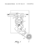 MACHINE FOR LABELING BY MEANS OF PRE-PASTED LABELS PRINTED ON A RIBBON diagram and image