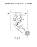 MACHINE FOR LABELING BY MEANS OF PRE-PASTED LABELS PRINTED ON A RIBBON diagram and image