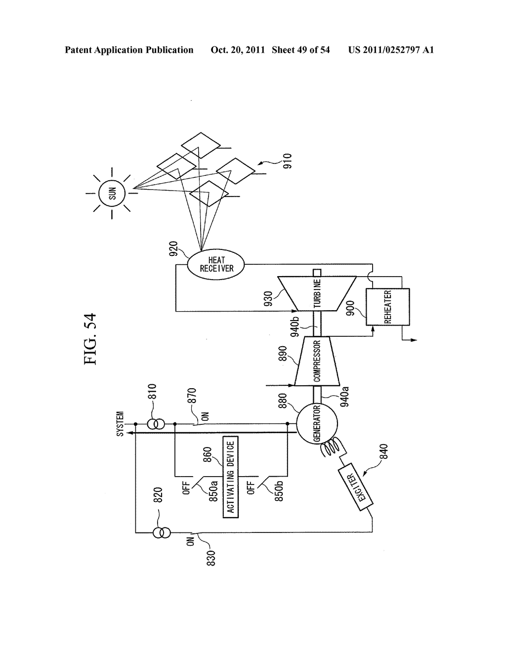 GAS TURBINE PLANT, HEAT RECEIVER, POWER GENERATING DEVICE, AND SUNLIGHT     COLLECTING SYSTEM ASSOCIATED WITH SOLAR THERMAL ELECTRIC GENERATION     SYSTEM - diagram, schematic, and image 50