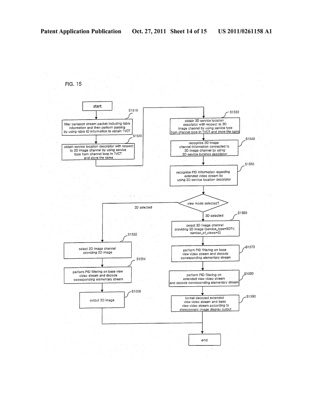 DIGITAL BROADCAST RECEIVING METHOD PROVIDING TWO-DIMENSIONAL IMAGE AND 3D     IMAGE INTEGRATION SERVICE, AND DIGITAL BROADCAST RECEIVING DEVICE USING     THE SAME - diagram, schematic, and image 15
