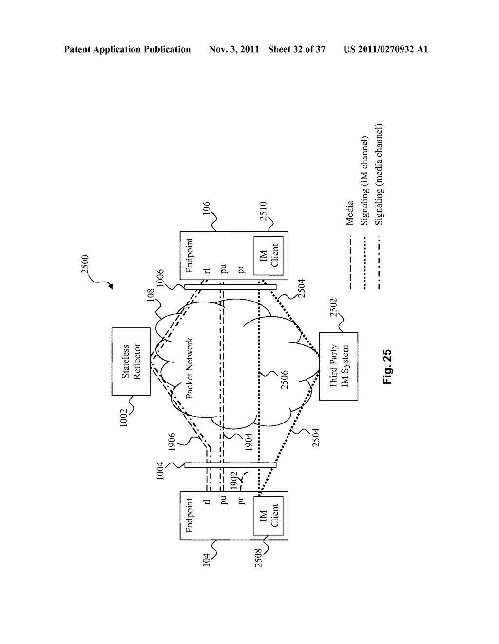 SYSTEM AND METHOD FOR PEER-TO-PEER MEDIA ROUTING USING A THIRD PARTY     INSTANT MESSAGING SYSTEM FOR SIGNALING - diagram, schematic, and image 33