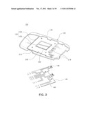 CASE OF ELECTRONIC DEVICE HAVING LOW FREQUENCY ANTENNA PATTERN EMBEDDED     THEREIN, MOLD THEREFOR AND METHOD OF MANUFACTURING THEREOF diagram and image