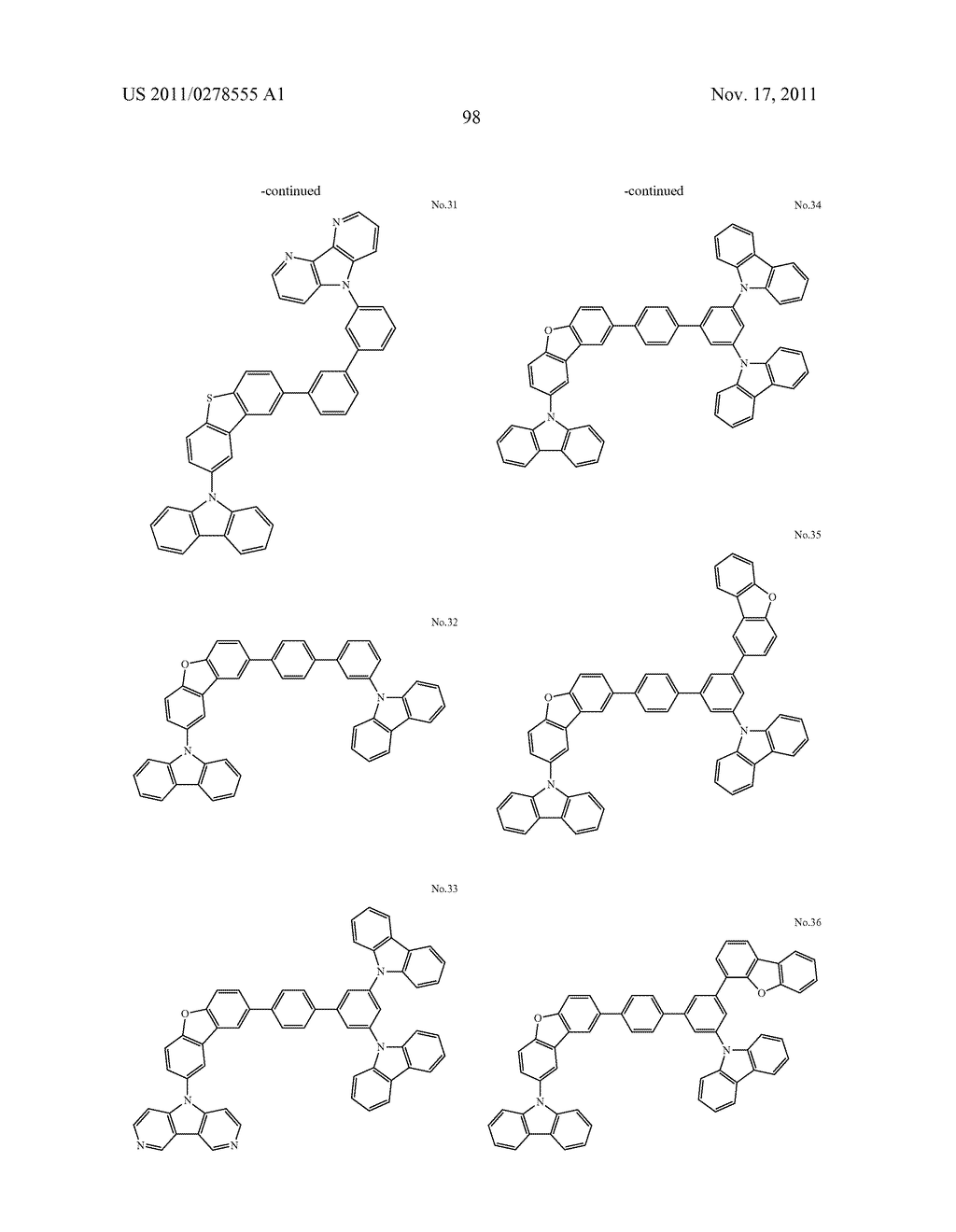 BISCARBAZOLE DERIVATIVE, MATERIAL FOR ORGANIC ELECTROLUMINESCENCE DEVICE     AND ORGANIC ELECTROLUMINESCENCE DEVICE USING THE SAME - diagram, schematic, and image 100