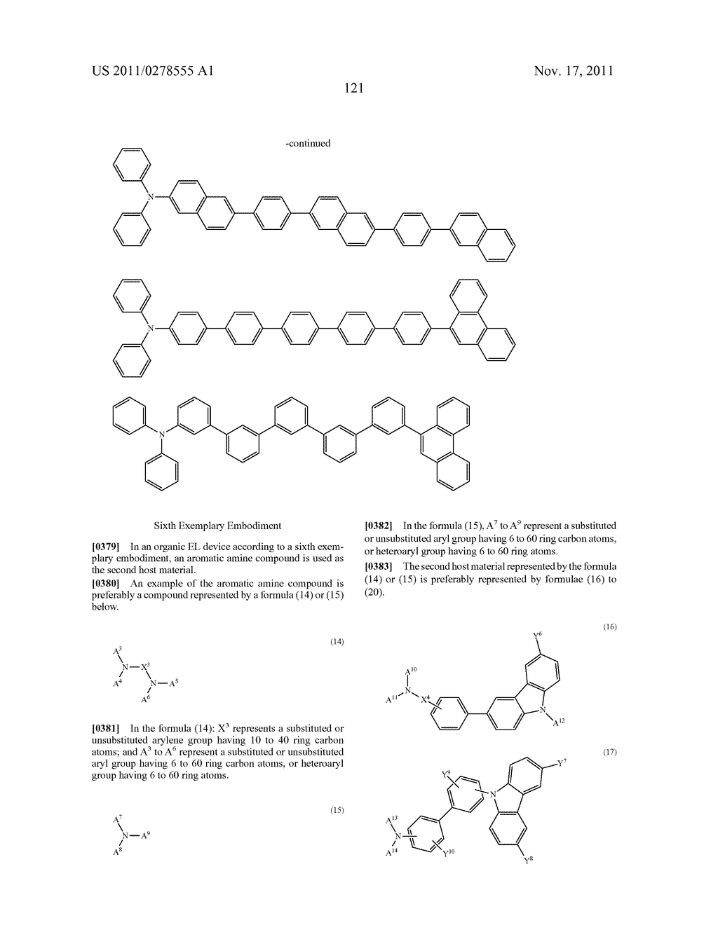 BISCARBAZOLE DERIVATIVE, MATERIAL FOR ORGANIC ELECTROLUMINESCENCE DEVICE     AND ORGANIC ELECTROLUMINESCENCE DEVICE USING THE SAME - diagram, schematic, and image 123