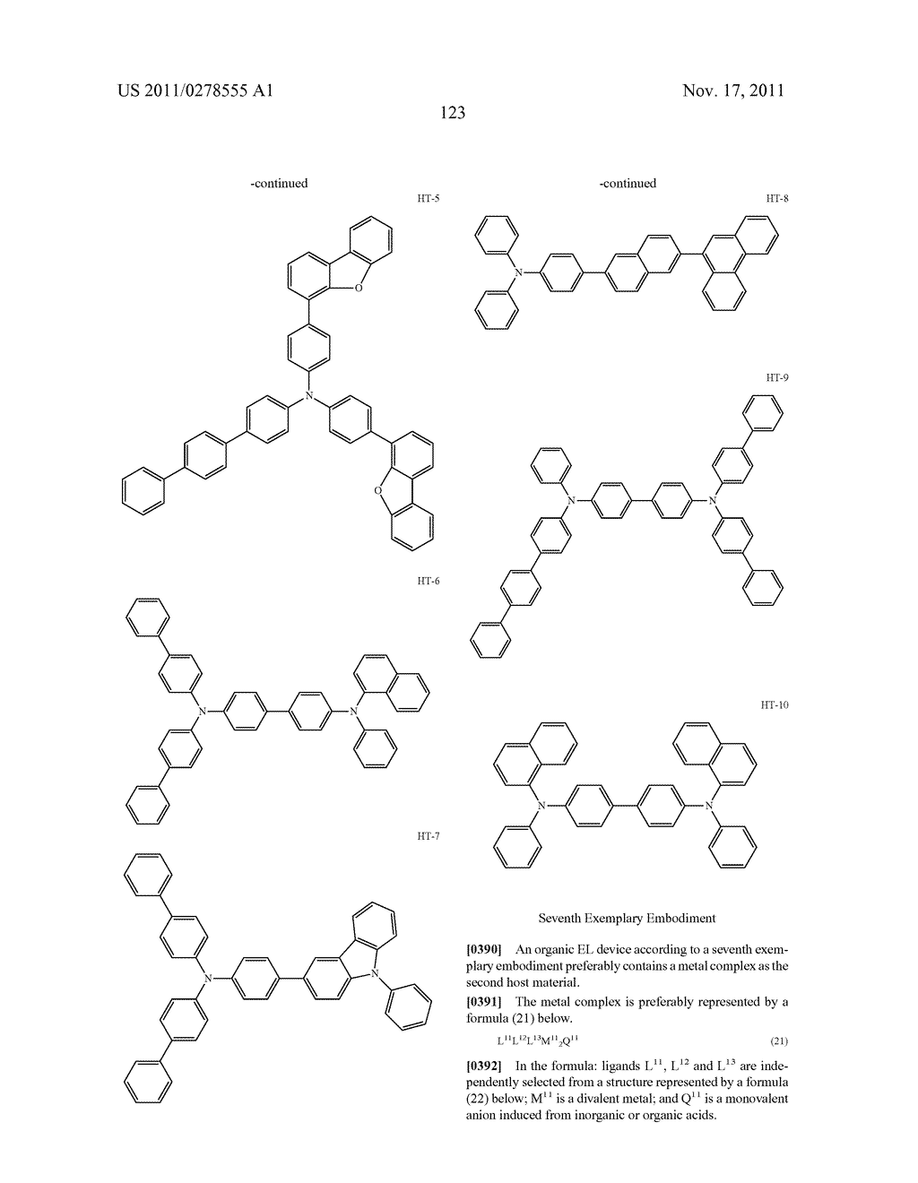 BISCARBAZOLE DERIVATIVE, MATERIAL FOR ORGANIC ELECTROLUMINESCENCE DEVICE     AND ORGANIC ELECTROLUMINESCENCE DEVICE USING THE SAME - diagram, schematic, and image 125