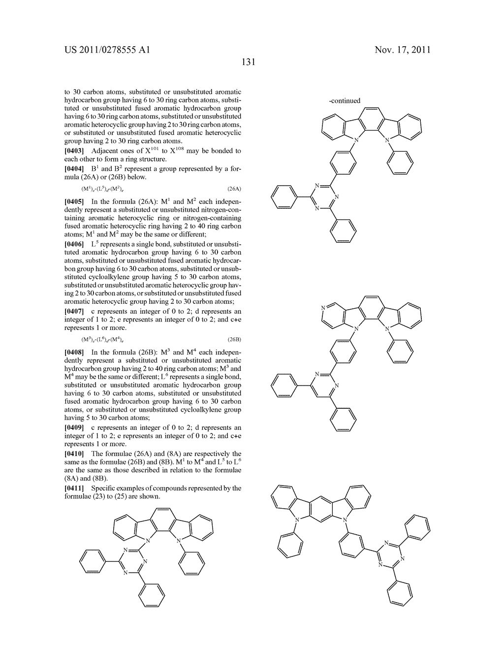 BISCARBAZOLE DERIVATIVE, MATERIAL FOR ORGANIC ELECTROLUMINESCENCE DEVICE     AND ORGANIC ELECTROLUMINESCENCE DEVICE USING THE SAME - diagram, schematic, and image 133