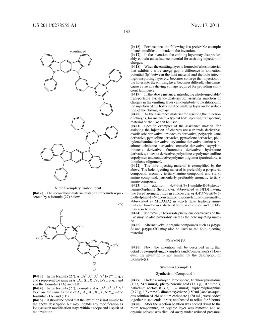 BISCARBAZOLE DERIVATIVE, MATERIAL FOR ORGANIC ELECTROLUMINESCENCE DEVICE     AND ORGANIC ELECTROLUMINESCENCE DEVICE USING THE SAME - diagram, schematic, and image 134