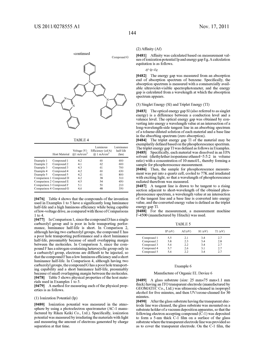 BISCARBAZOLE DERIVATIVE, MATERIAL FOR ORGANIC ELECTROLUMINESCENCE DEVICE     AND ORGANIC ELECTROLUMINESCENCE DEVICE USING THE SAME - diagram, schematic, and image 146