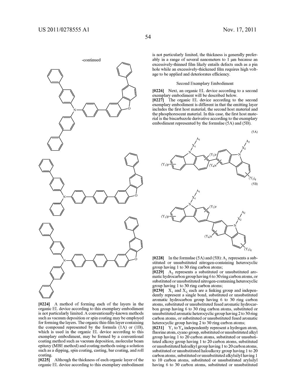 BISCARBAZOLE DERIVATIVE, MATERIAL FOR ORGANIC ELECTROLUMINESCENCE DEVICE     AND ORGANIC ELECTROLUMINESCENCE DEVICE USING THE SAME - diagram, schematic, and image 56