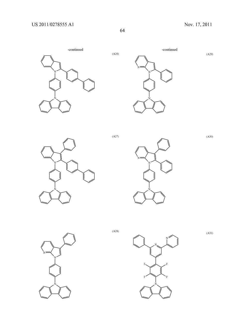 BISCARBAZOLE DERIVATIVE, MATERIAL FOR ORGANIC ELECTROLUMINESCENCE DEVICE     AND ORGANIC ELECTROLUMINESCENCE DEVICE USING THE SAME - diagram, schematic, and image 66