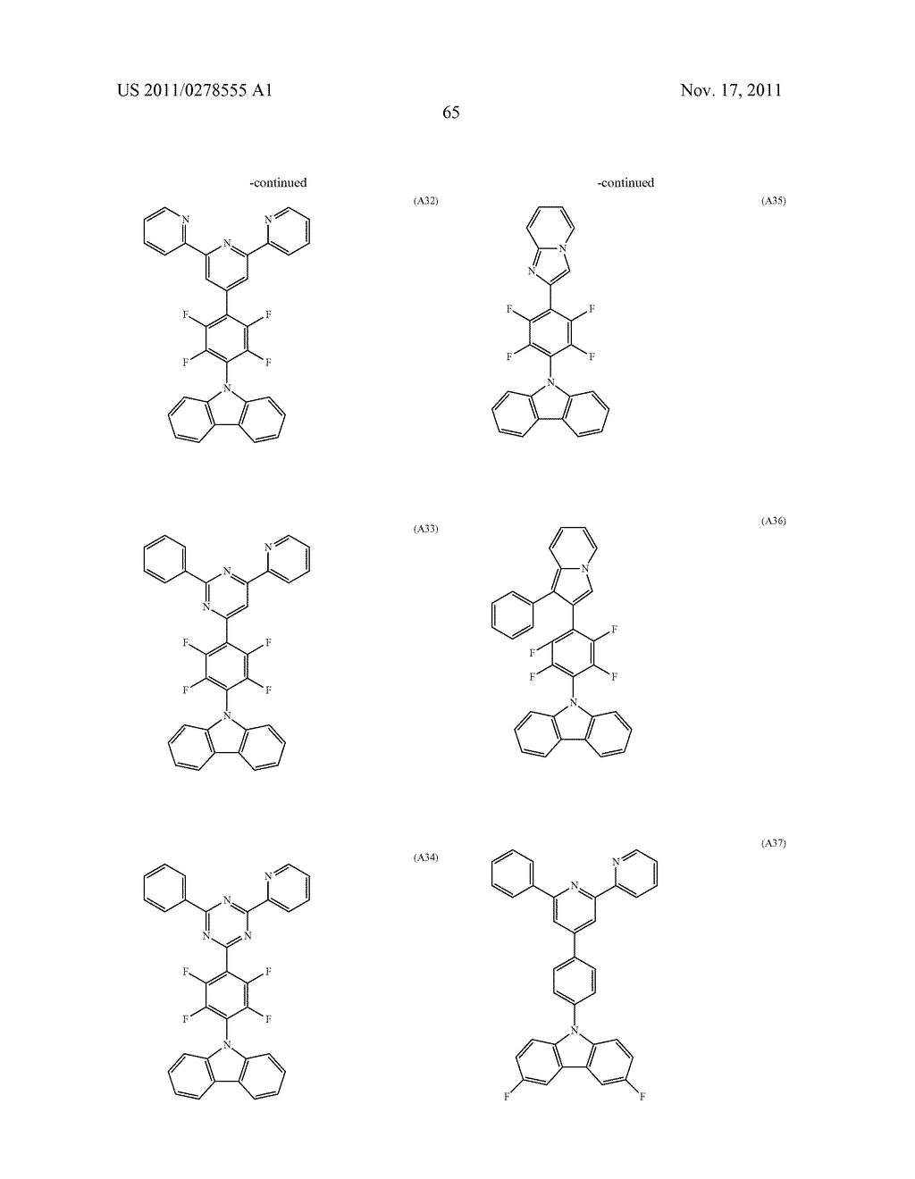 BISCARBAZOLE DERIVATIVE, MATERIAL FOR ORGANIC ELECTROLUMINESCENCE DEVICE     AND ORGANIC ELECTROLUMINESCENCE DEVICE USING THE SAME - diagram, schematic, and image 67