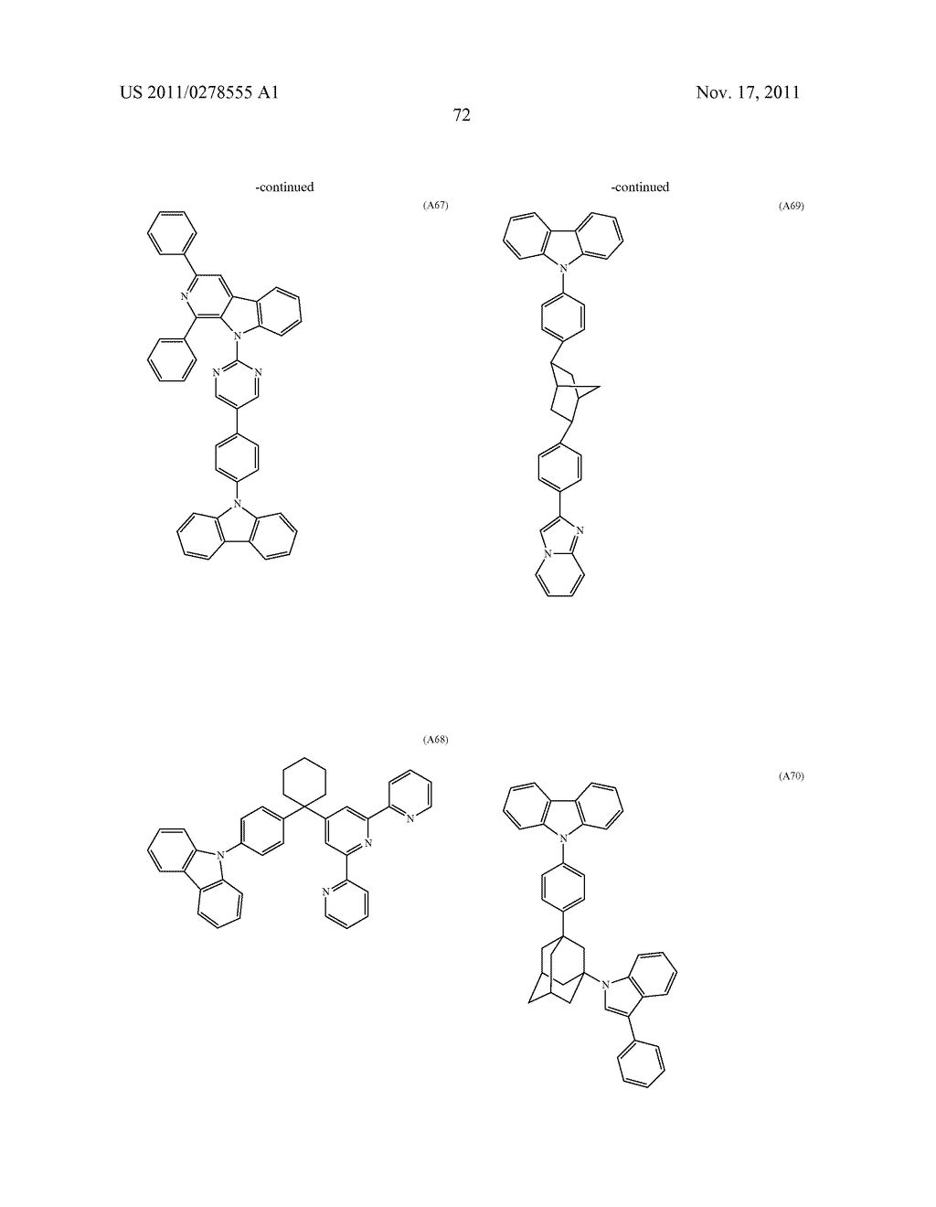 BISCARBAZOLE DERIVATIVE, MATERIAL FOR ORGANIC ELECTROLUMINESCENCE DEVICE     AND ORGANIC ELECTROLUMINESCENCE DEVICE USING THE SAME - diagram, schematic, and image 74