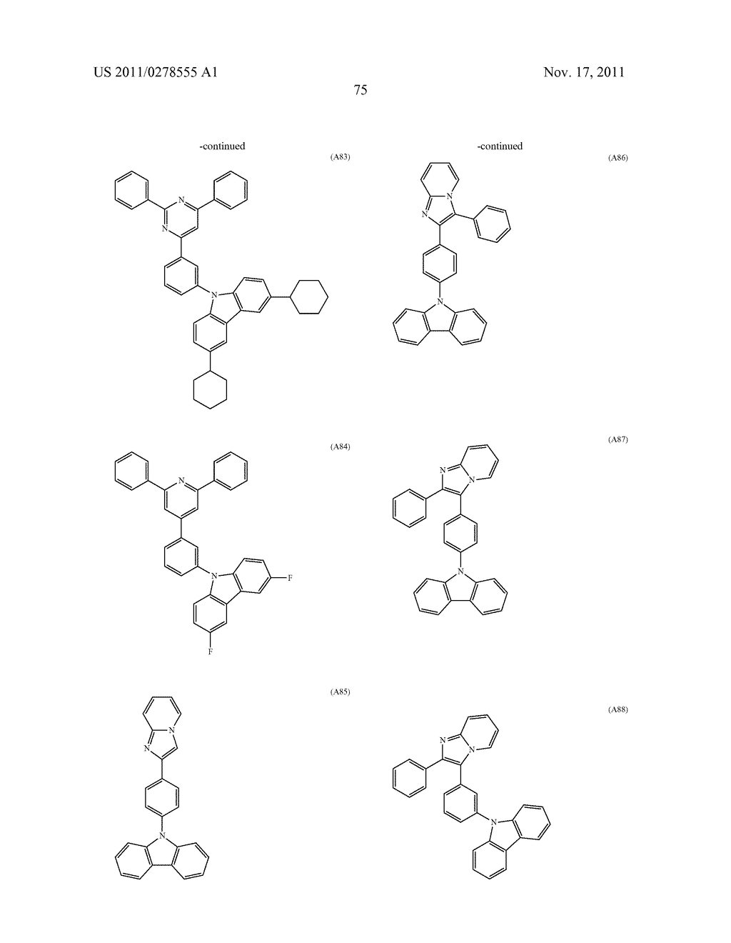 BISCARBAZOLE DERIVATIVE, MATERIAL FOR ORGANIC ELECTROLUMINESCENCE DEVICE     AND ORGANIC ELECTROLUMINESCENCE DEVICE USING THE SAME - diagram, schematic, and image 77