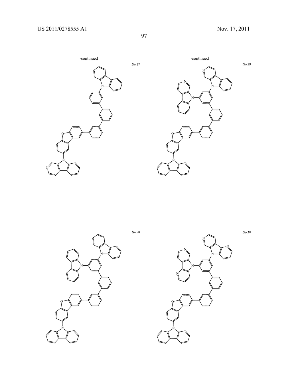 BISCARBAZOLE DERIVATIVE, MATERIAL FOR ORGANIC ELECTROLUMINESCENCE DEVICE     AND ORGANIC ELECTROLUMINESCENCE DEVICE USING THE SAME - diagram, schematic, and image 99