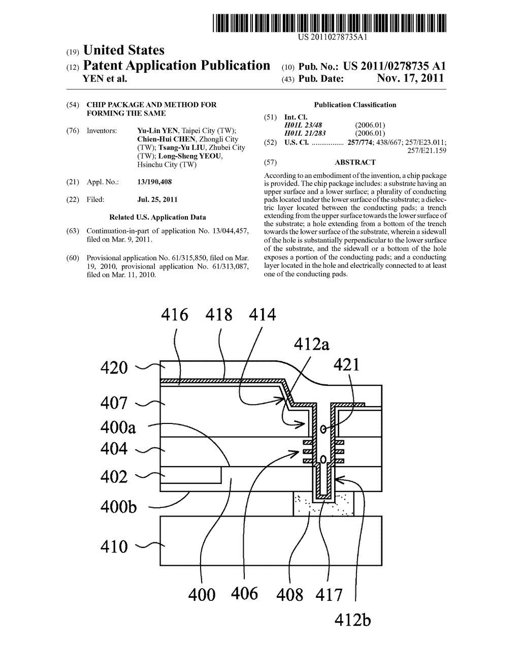 CHIP PACKAGE AND METHOD FOR FORMING THE SAME - diagram, schematic, and image 01