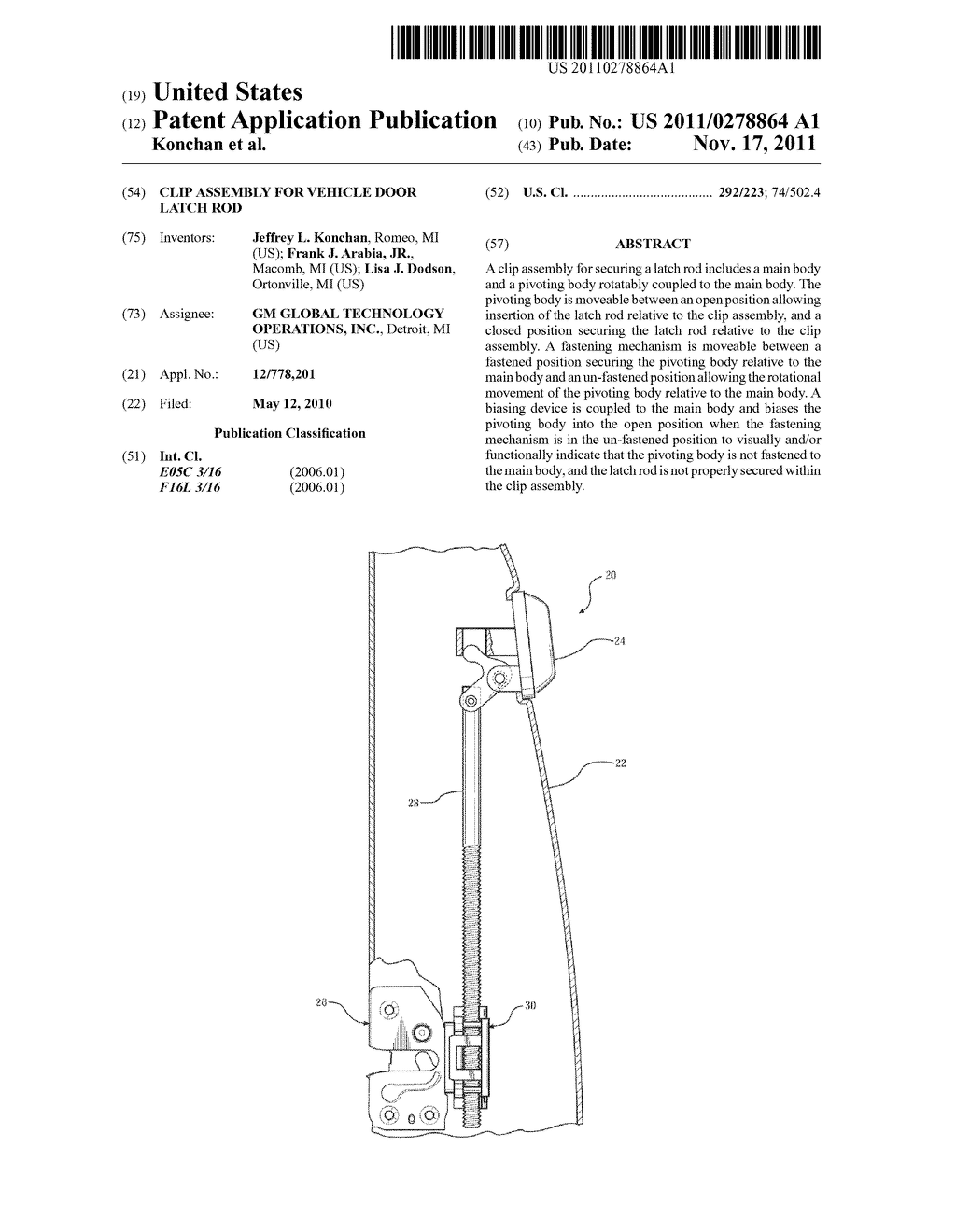 CLIP ASSEMBLY FOR VEHICLE DOOR LATCH ROD - diagram, schematic, and image 01