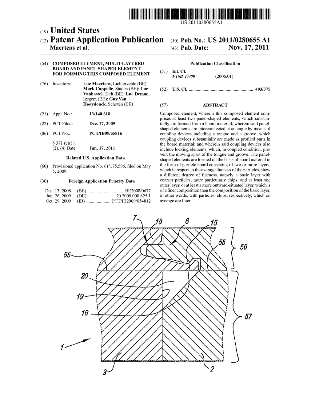 COMPOSED ELEMENT,  MULTI-LAYERED BOARD AND PANEL-SHAPED ELEMENT FOR     FORMING THIS COMPOSED ELEMENT - diagram, schematic, and image 01