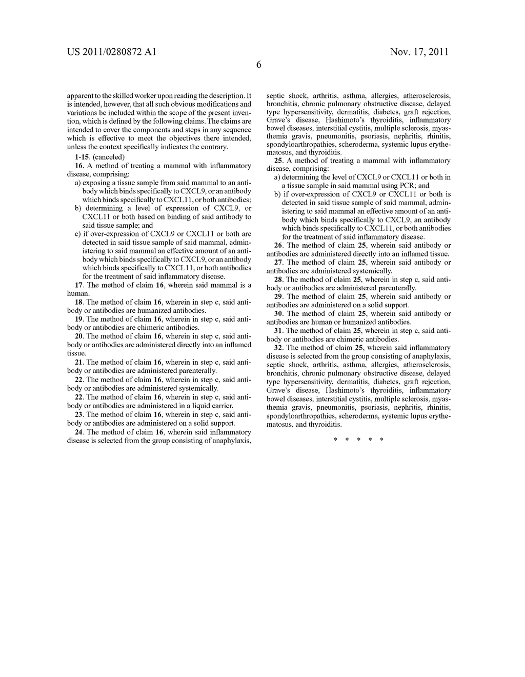 METHODS FOR PREVENTION AND TREATMENT OF INFLAMMATION USING ANTI-CHEMOKINE     ANTIBODIES - diagram, schematic, and image 07