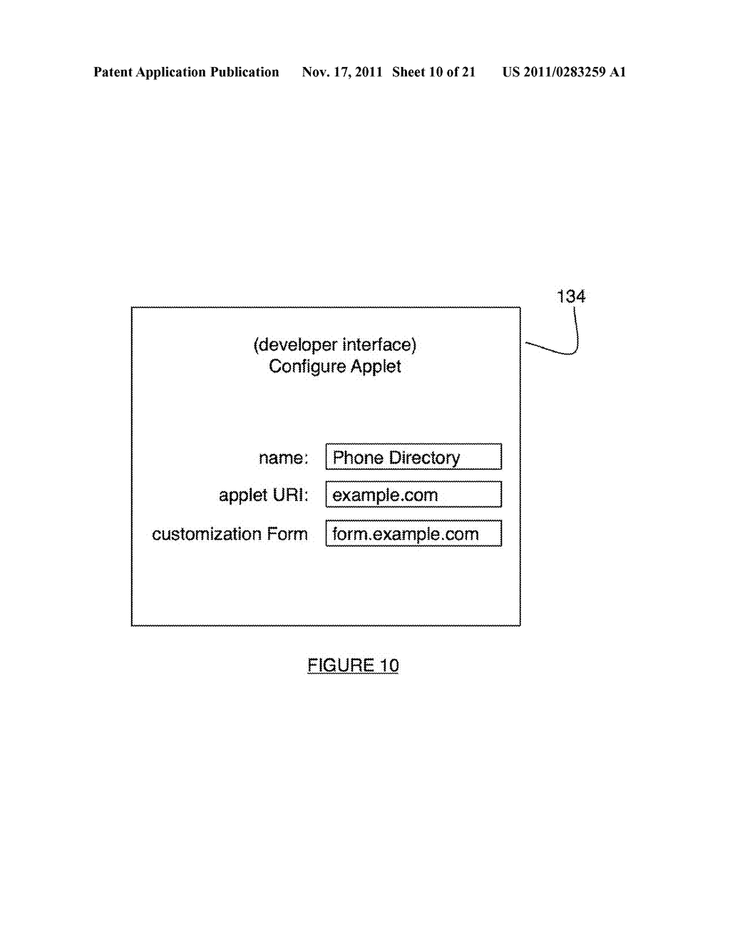 METHOD AND SYSTEM FOR CREATING A PLATFORM APPLICATION WITH MULTIPLE     APPLETS - diagram, schematic, and image 11