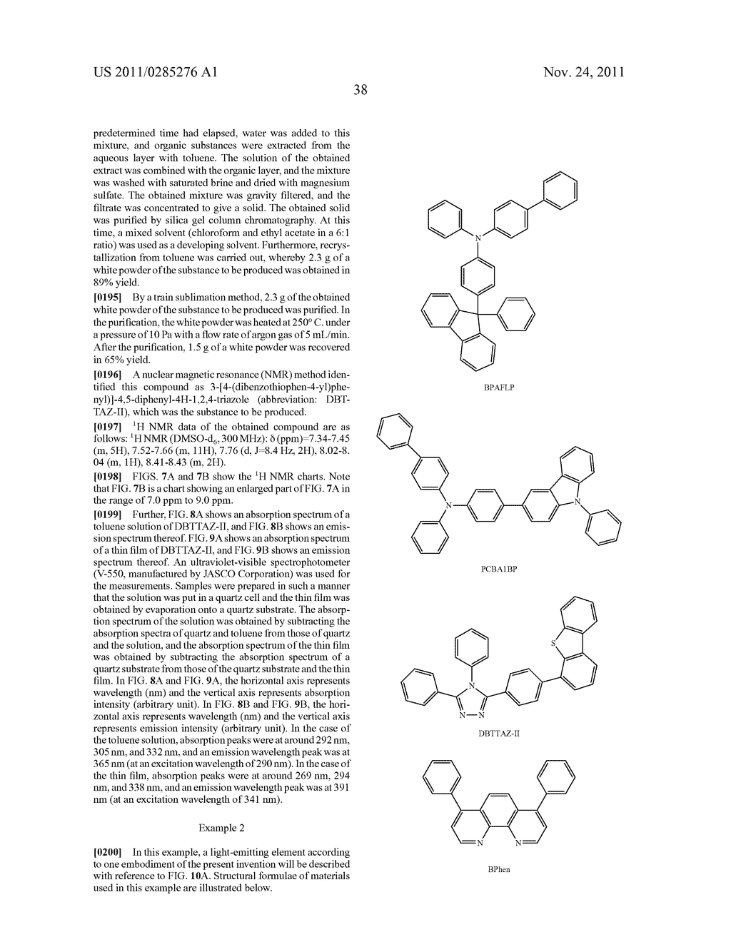 Triazole Derivative, and Light-Emitting Element, Light-Emitting Device,     Electronic Device and Lighting Device Using the Triazole Derivative - diagram, schematic, and image 56