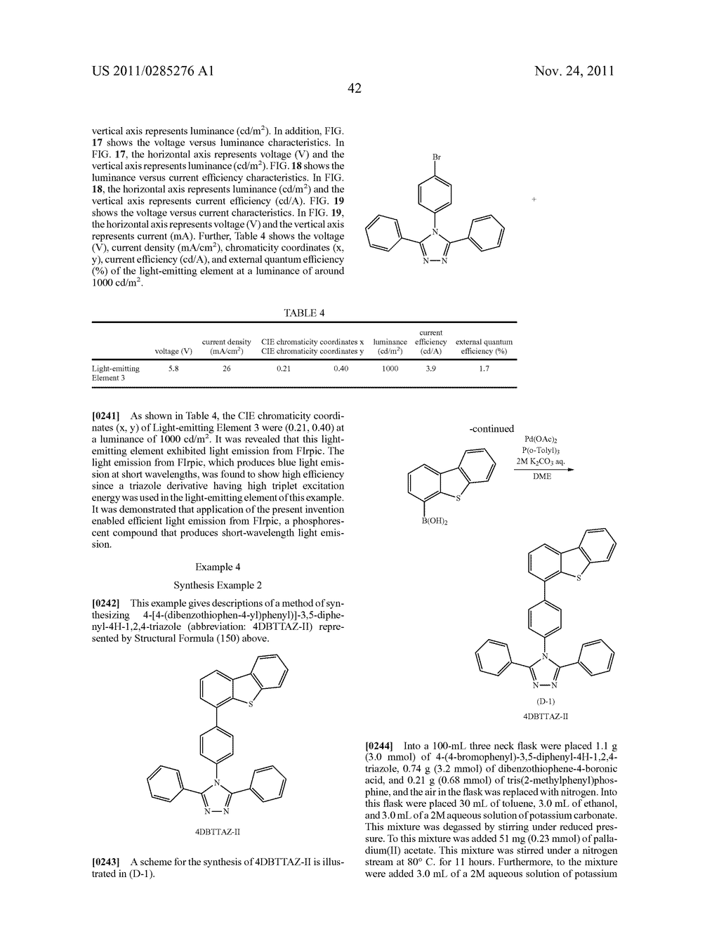 Triazole Derivative, and Light-Emitting Element, Light-Emitting Device,     Electronic Device and Lighting Device Using the Triazole Derivative - diagram, schematic, and image 60