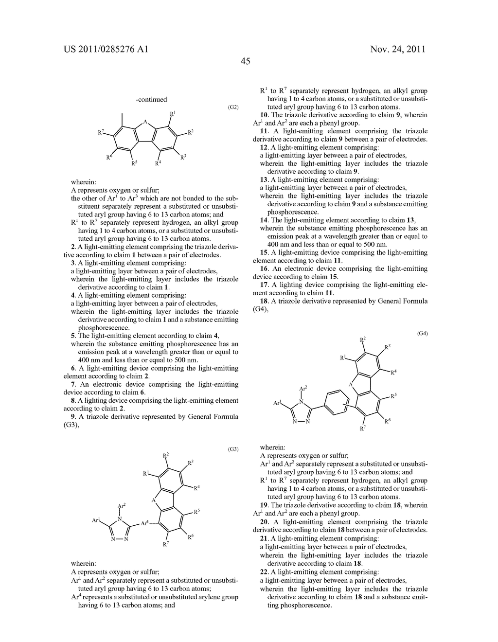 Triazole Derivative, and Light-Emitting Element, Light-Emitting Device,     Electronic Device and Lighting Device Using the Triazole Derivative - diagram, schematic, and image 63