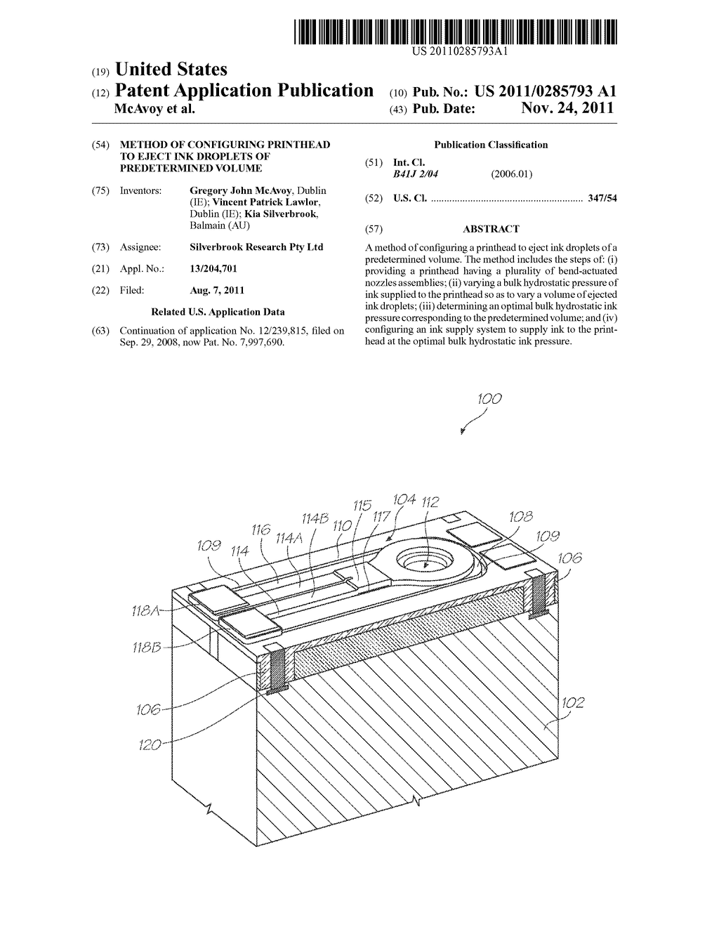 METHOD OF CONFIGURING PRINTHEAD TO EJECT INK DROPLETS OF PREDETERMINED     VOLUME - diagram, schematic, and image 01