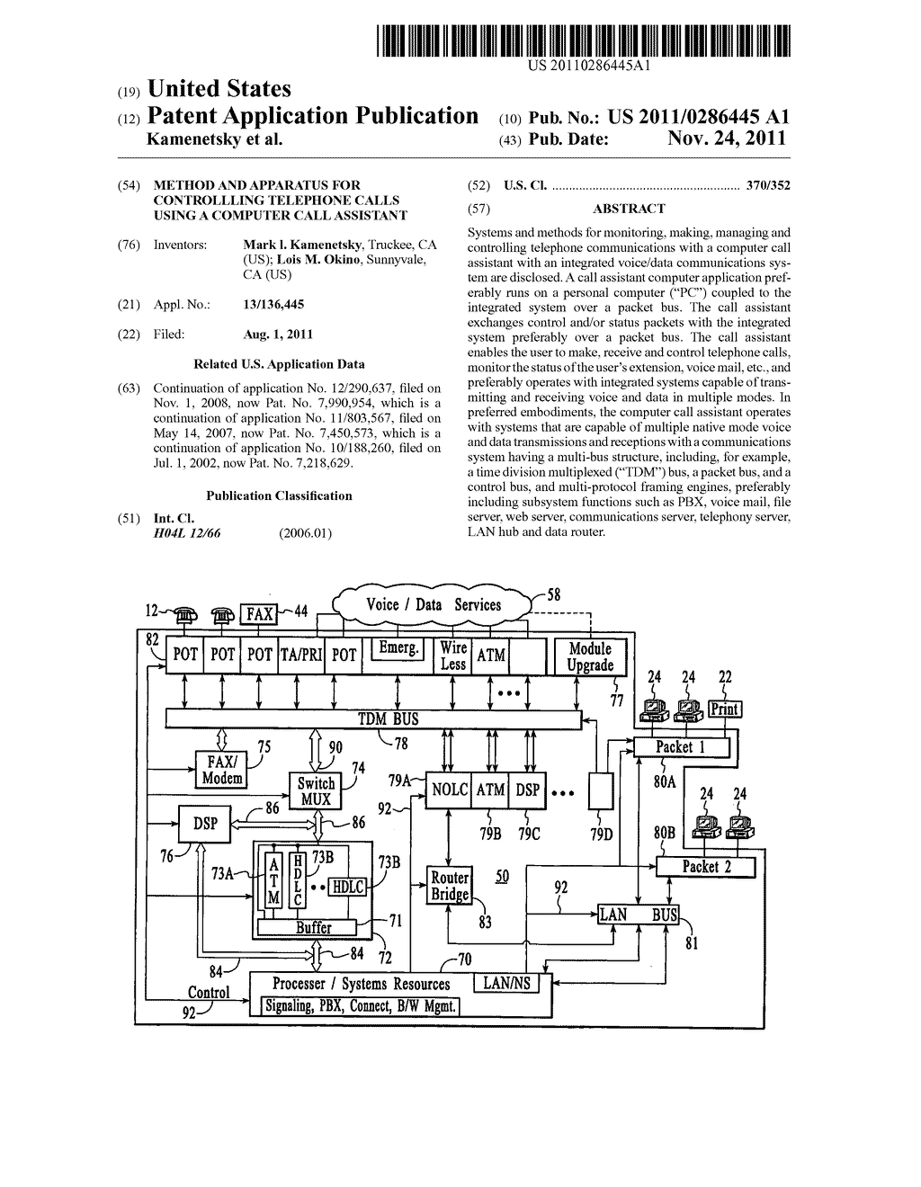 Method and apparatus for controllling telephone calls using a computer     call assistant - diagram, schematic, and image 01