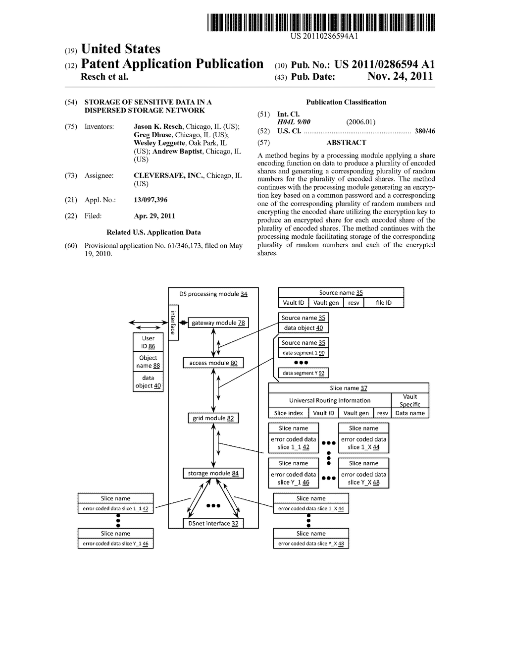 STORAGE OF SENSITIVE DATA IN A DISPERSED STORAGE NETWORK - diagram, schematic, and image 01