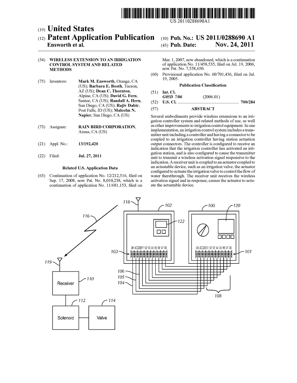 Wireless Extension to an Irrigation Control System and Related Methods - diagram, schematic, and image 01