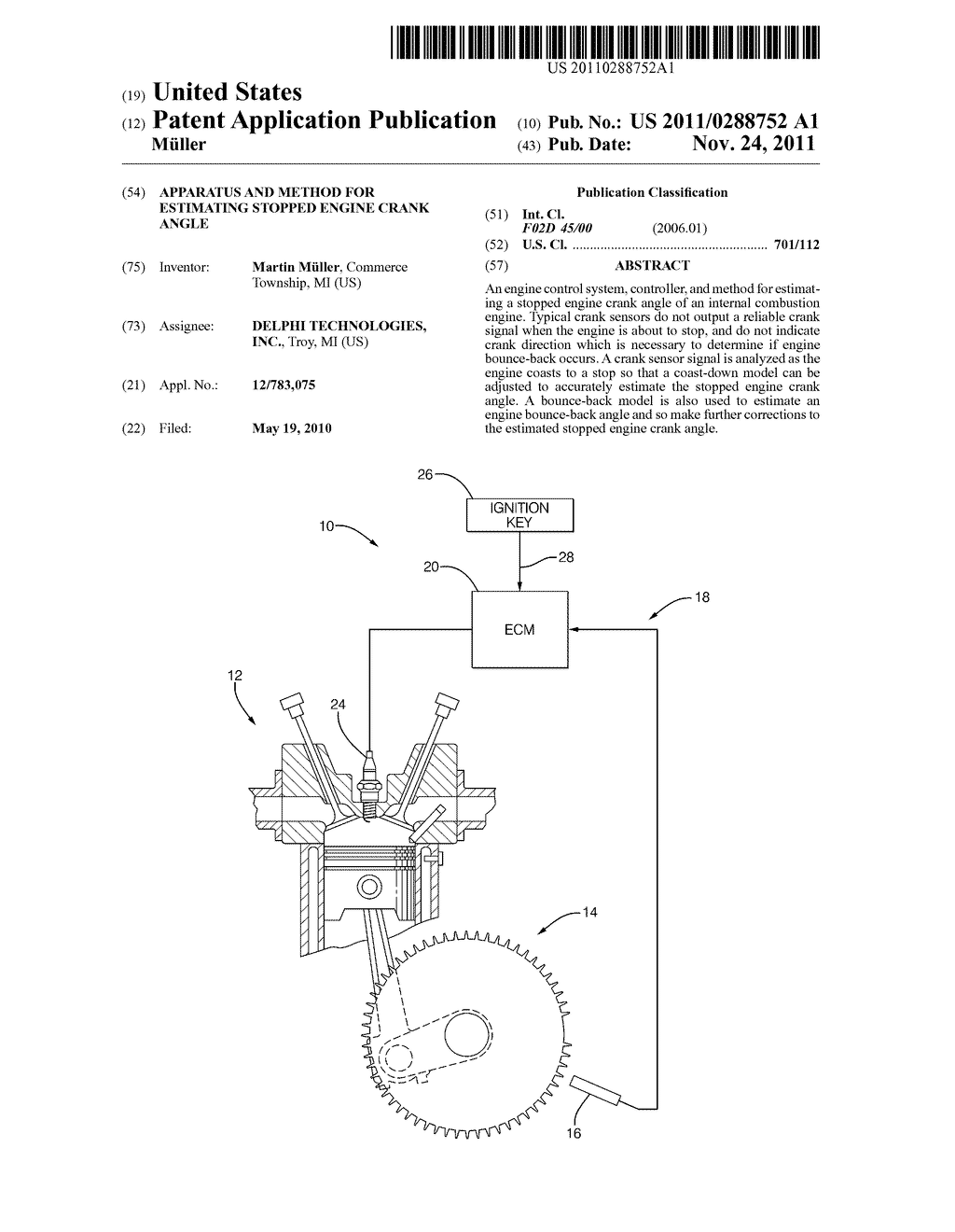 APPARATUS AND METHOD FOR ESTIMATING STOPPED ENGINE CRANK ANGLE - diagram, schematic, and image 01