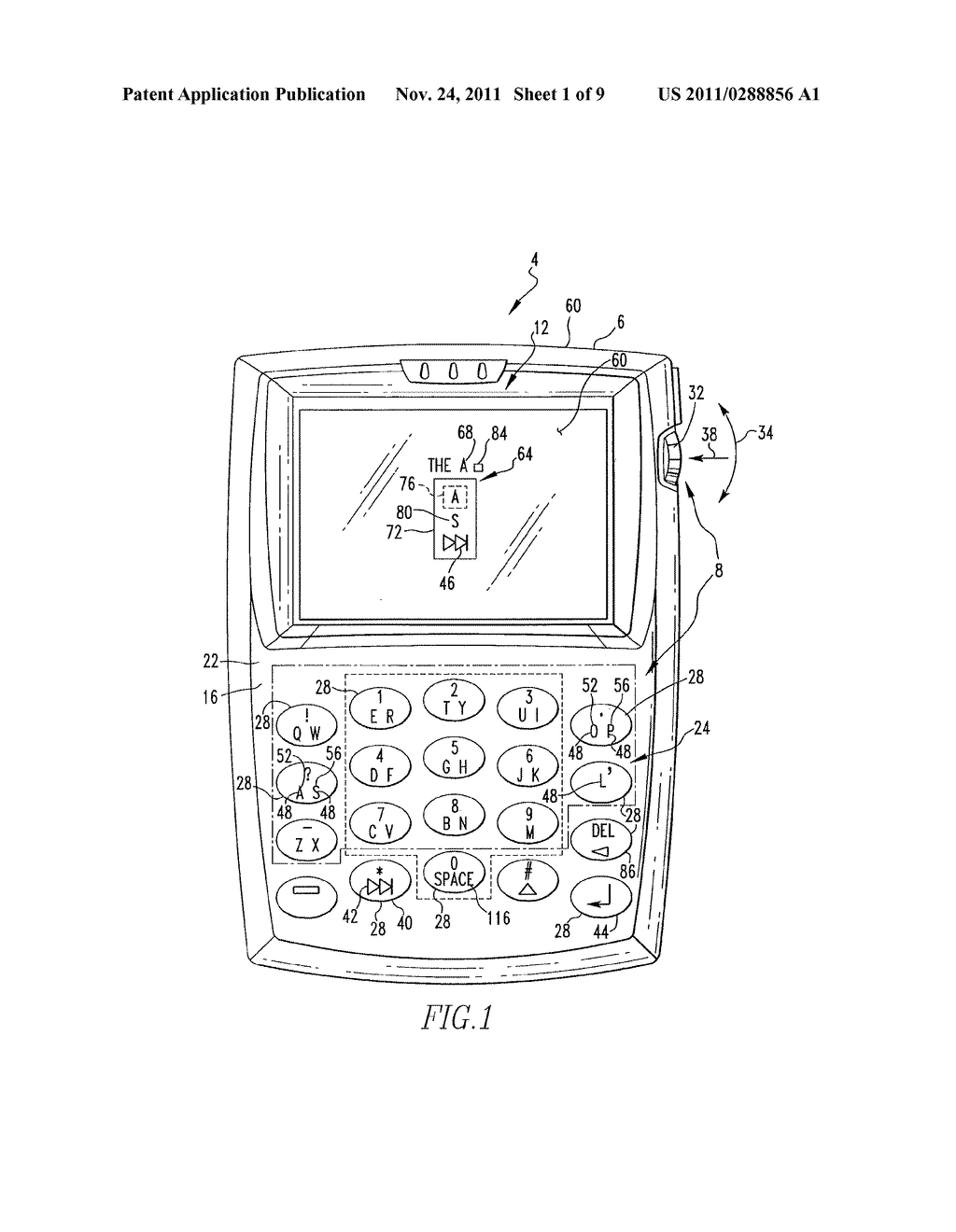 HANDHELD ELECTRONIC DEVICE WITH TEXT DISAMBIGUATION AND SELECTIVE     DISABLING OF FREQUENCY LEARNING - diagram, schematic, and image 02