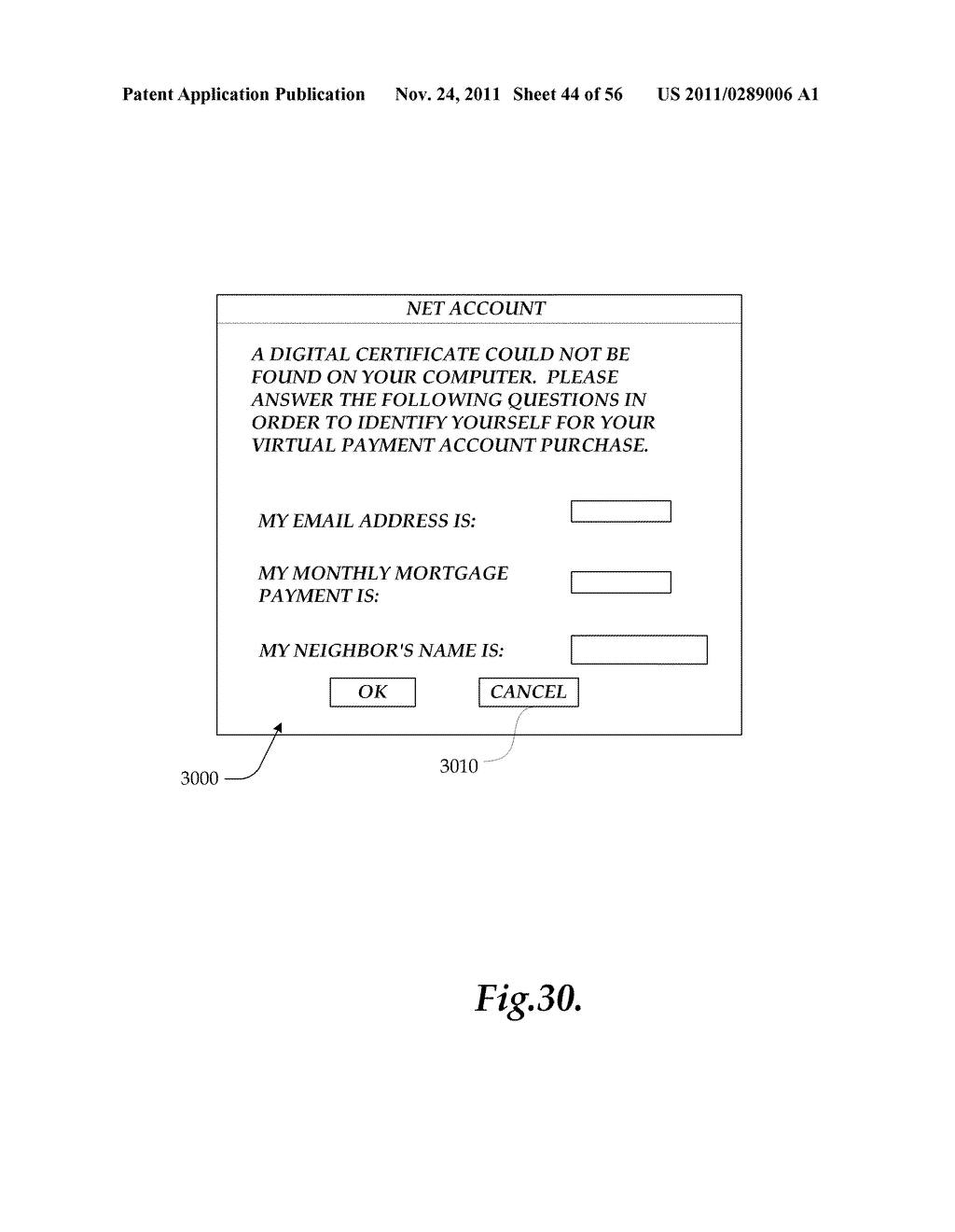 METHOD AND APPARATUS FOR ORDERING GOODS, SERVICES, AND CONTENT OVER AN     INTERNETWORK USING A VIRTUAL PAYMENT ACCOUNT - diagram, schematic, and image 45