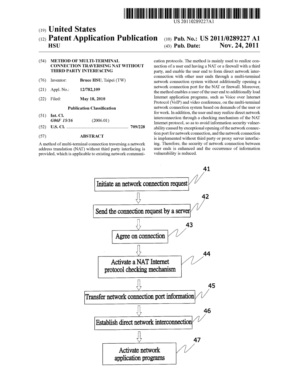 METHOD OF MULTI-TERMINAL CONNECTION TRAVERSING NAT WITHOUT THIRD PARTY     INTERFACING - diagram, schematic, and image 01