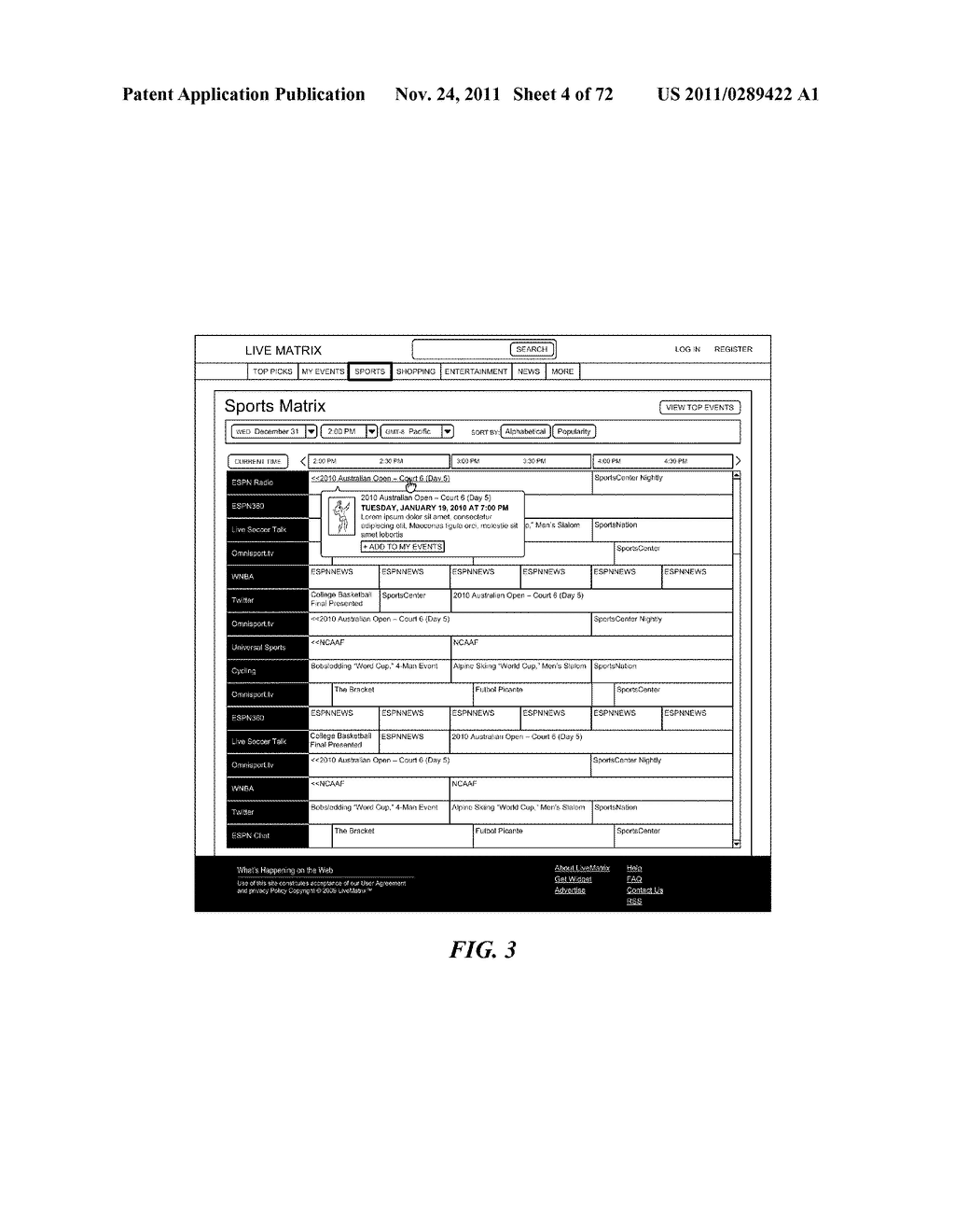 Interactive calendar of scheduled web-based events and temporal indices of     the web that associate index elements with metadata - diagram, schematic, and image 05