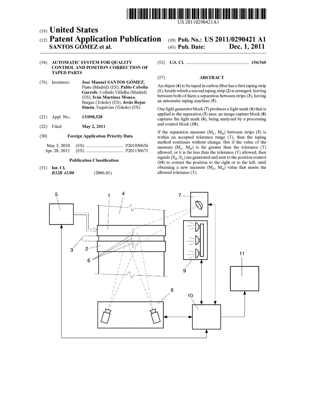 AUTOMATIC SYSTEM FOR QUALITY CONTROL AND POSITION CORRECTION OF TAPED     PARTS - diagram, schematic, and image 01