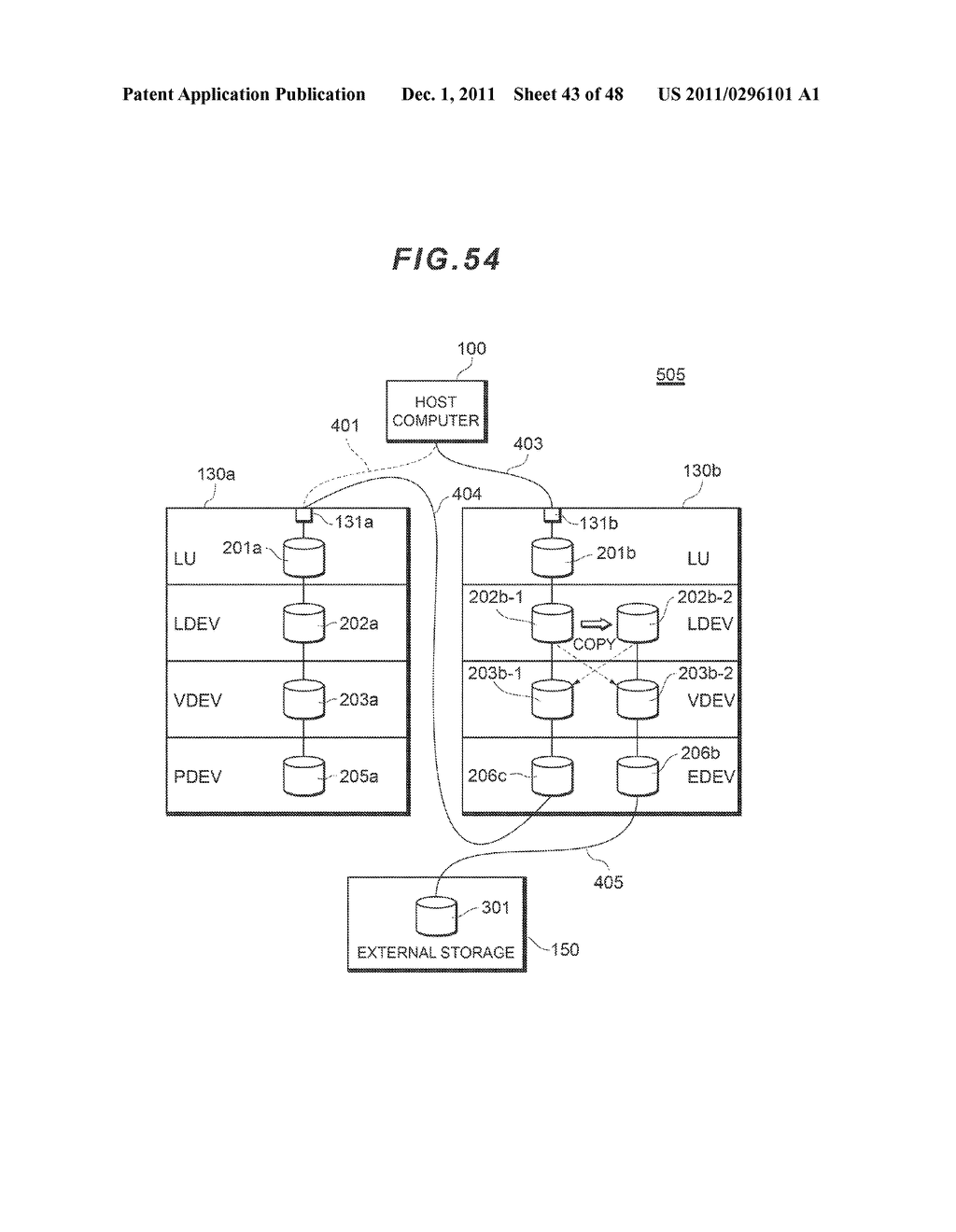 COMPUTER SYSTEM HAVING AN EXPANSION DEVICE FOR VIRTUALIZING A MIGRATION     SOURCE LOGICAL UNIT - diagram, schematic, and image 44