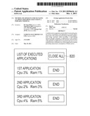 METHOD AND APPARATUS FOR MANAGING AN APPLICATION BEING EXECUTED IN A     PORTABLE TERMINAL diagram and image