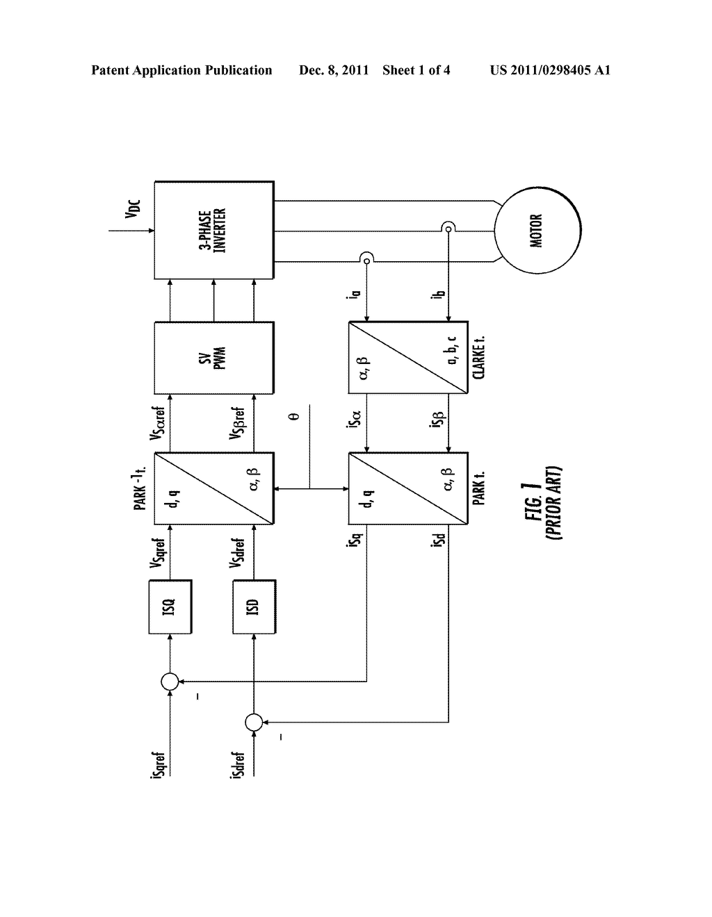 METHOD OF CONTROLLING A THREE-PHASE PERMANENT MAGNET SYNCHRONOUS MOTOR FOR     REDUCING ACOUSTIC NOISE AND RELATIVE CONTROL DEVICE - diagram, schematic, and image 02