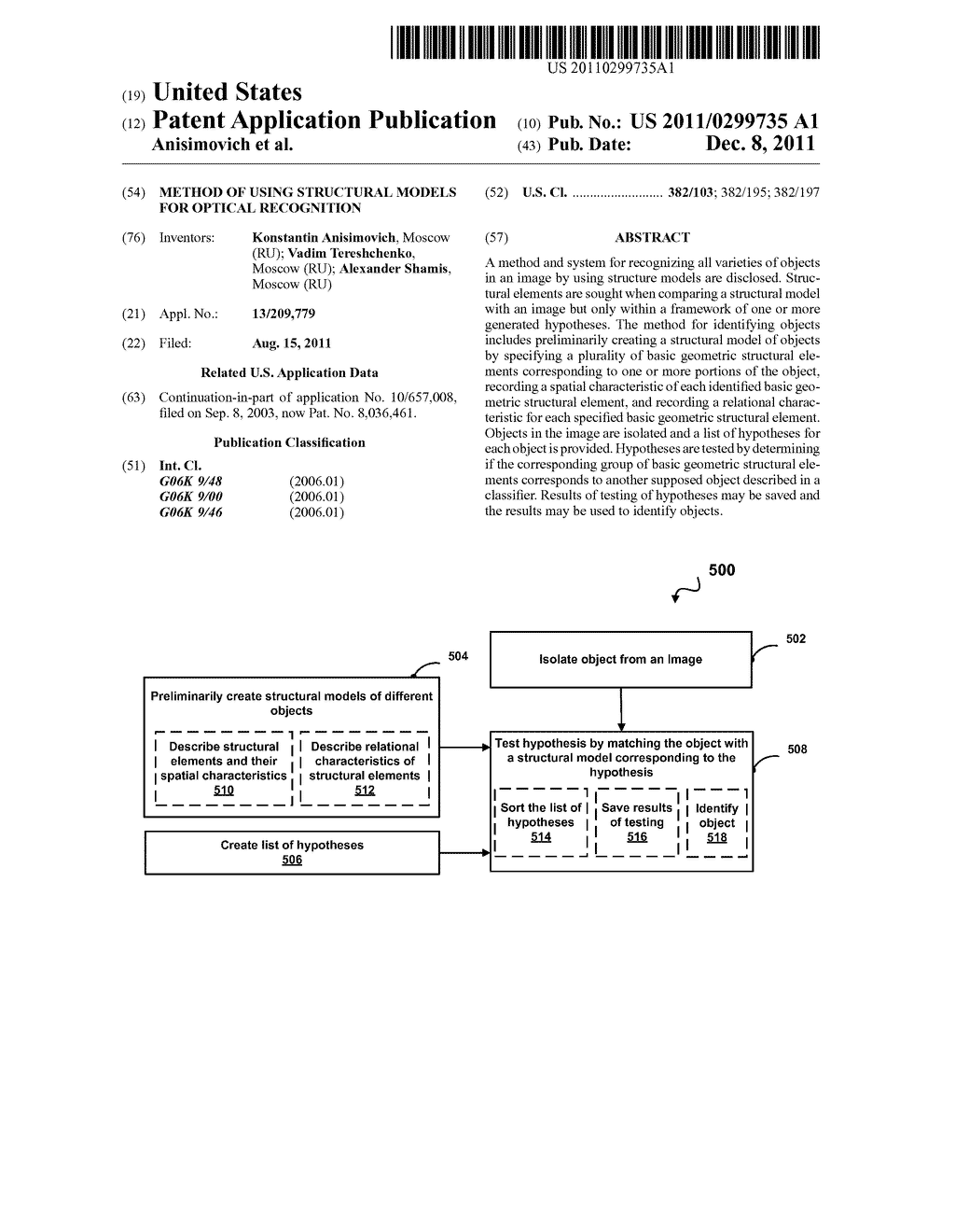 METHOD OF USING STRUCTURAL MODELS FOR OPTICAL RECOGNITION - diagram, schematic, and image 01