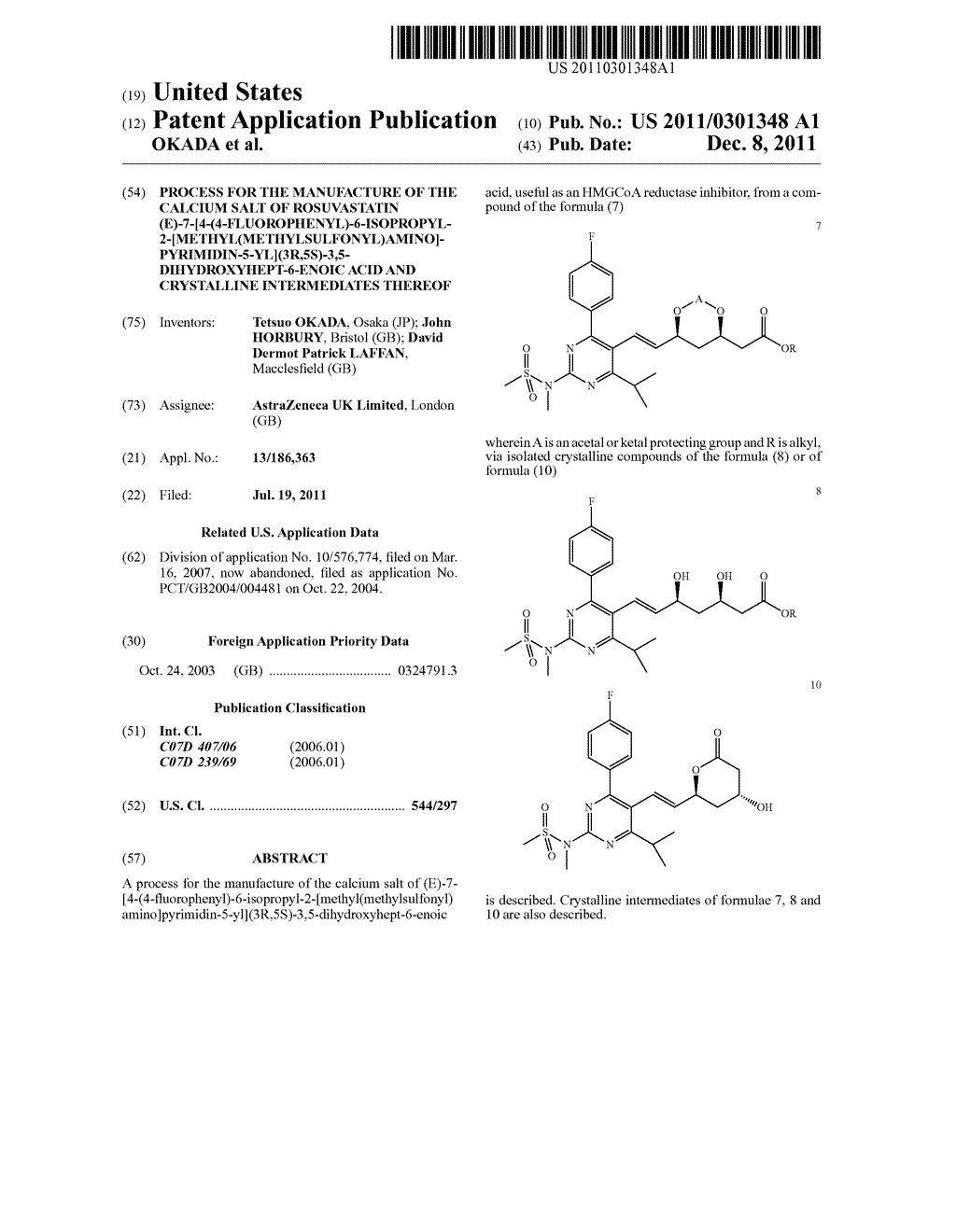 Process for the Manufacture of the Calcium Salt of Rosuvastatin     (E)-7-[4-(4-Fluorophenyl)-6-Isopropyl-2-[Methyl(Methylsulfonyl)Amino]-Pyr-    imidin-5-yl](3R,5S)-3,5-Dihydroxyhept-6-Enoic Acid and Crystalline     Intermediates Thereof - diagram, schematic, and image 01