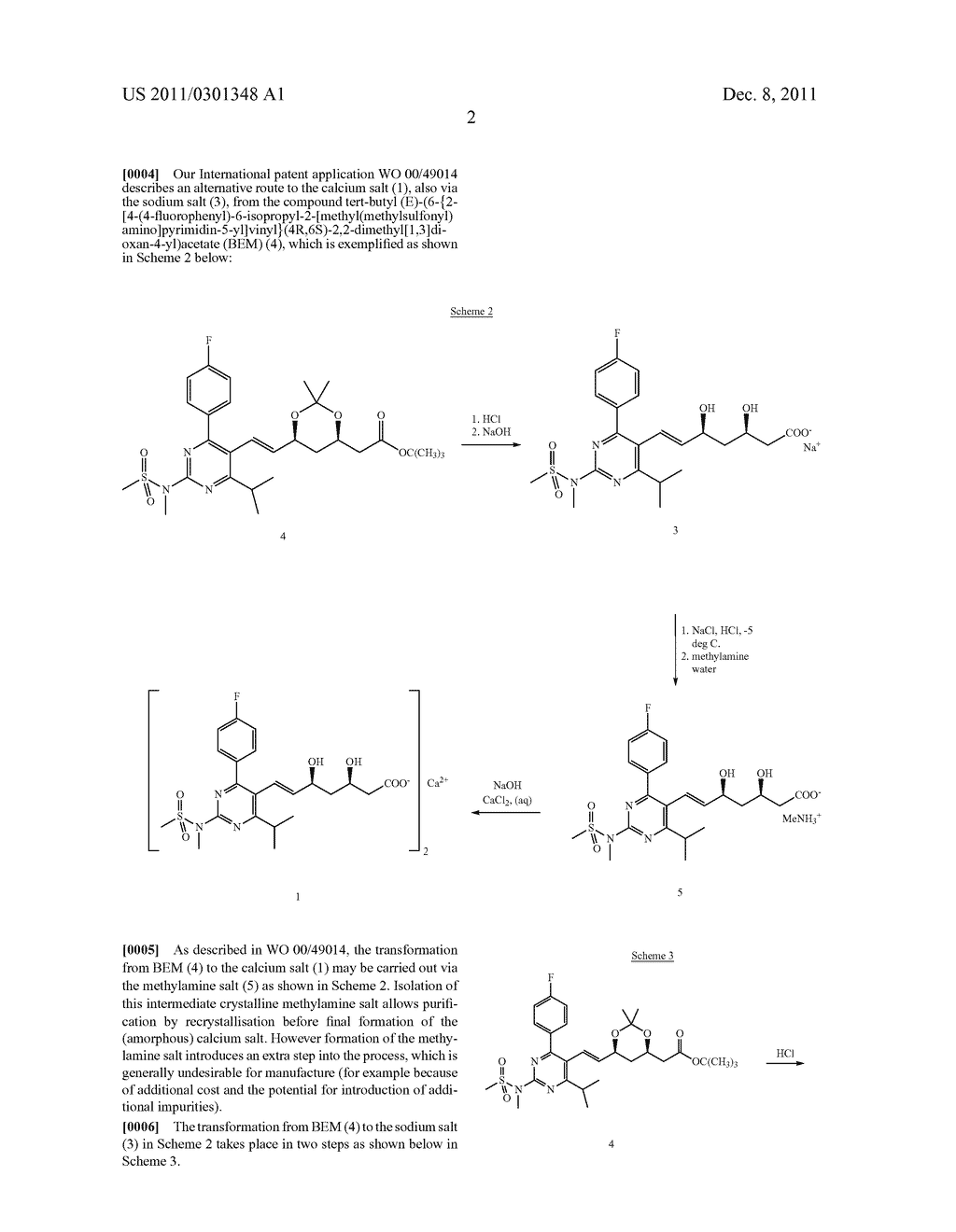 Process for the Manufacture of the Calcium Salt of Rosuvastatin     (E)-7-[4-(4-Fluorophenyl)-6-Isopropyl-2-[Methyl(Methylsulfonyl)Amino]-Pyr-    imidin-5-yl](3R,5S)-3,5-Dihydroxyhept-6-Enoic Acid and Crystalline     Intermediates Thereof - diagram, schematic, and image 11