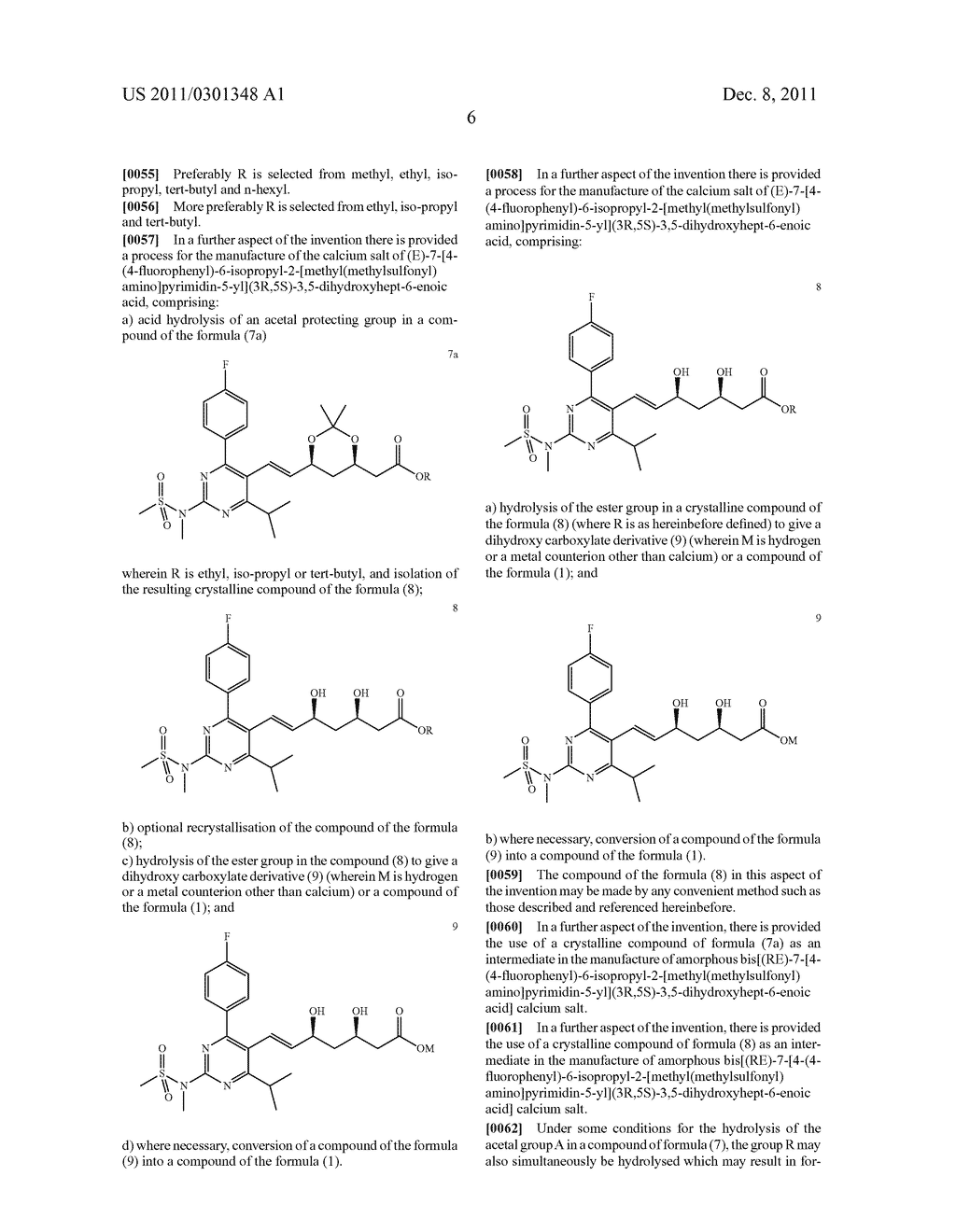 Process for the Manufacture of the Calcium Salt of Rosuvastatin     (E)-7-[4-(4-Fluorophenyl)-6-Isopropyl-2-[Methyl(Methylsulfonyl)Amino]-Pyr-    imidin-5-yl](3R,5S)-3,5-Dihydroxyhept-6-Enoic Acid and Crystalline     Intermediates Thereof - diagram, schematic, and image 15
